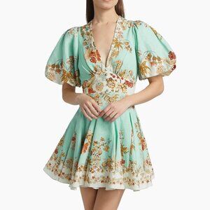 NEW HEMANT AND NANDITA Rohi Fit & Flare Short Mini Dress Blue Turquoise Mix M